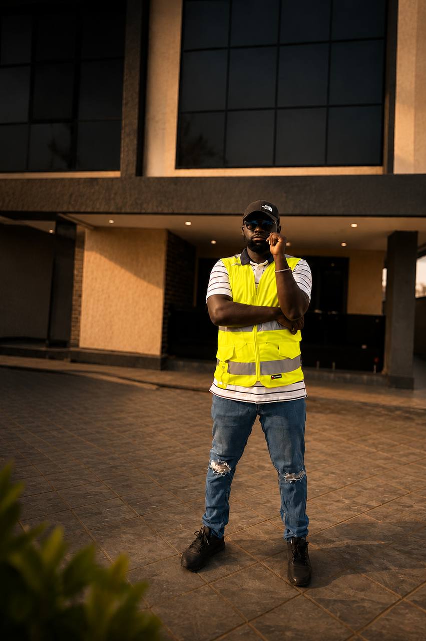 Elvis Benson, founder of Elben Construction, on site in Ghana